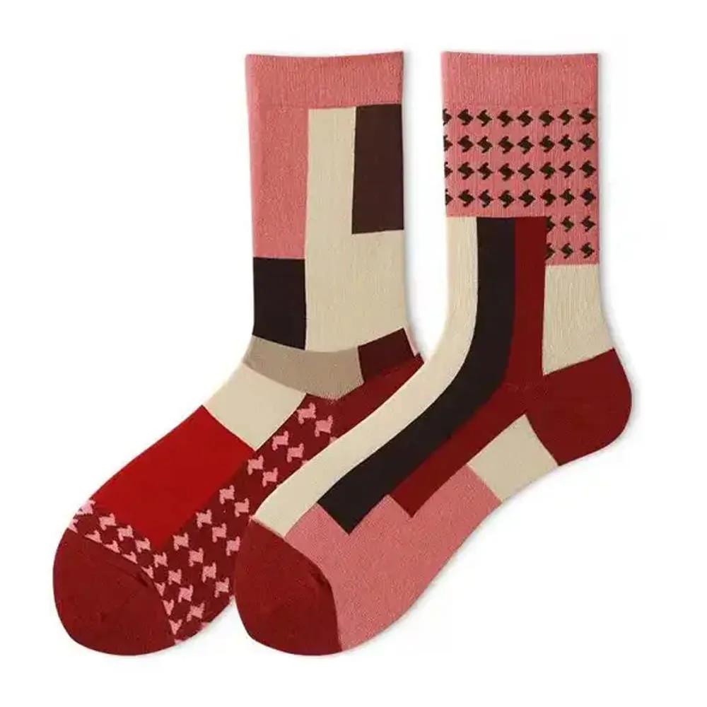 Red Geometric Pattern Socks — view 1 Red Geometric Pattern Socks — view 1