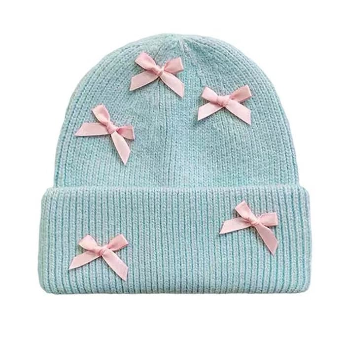 Soft Girl Bows Beanie Hat — view 1 Soft Girl Bows Beanie Hat — view 1
