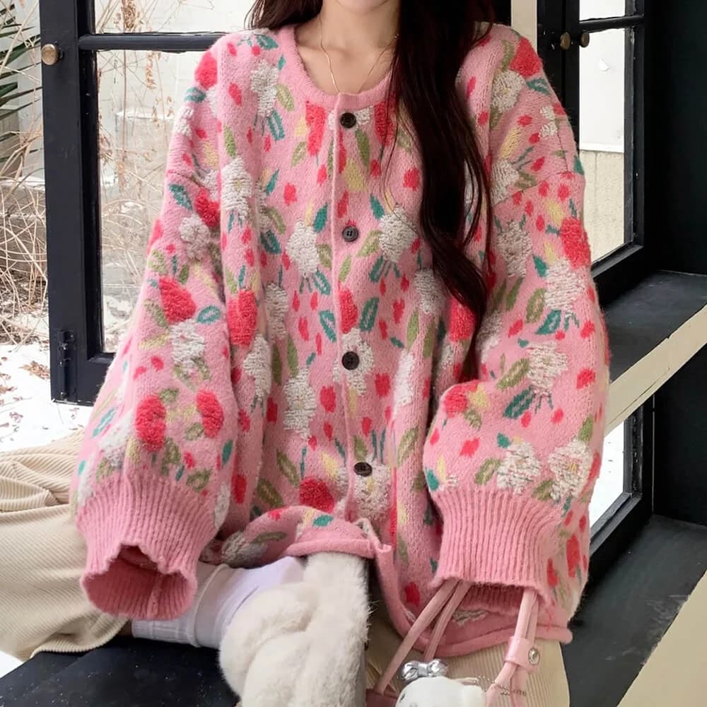 Soft Girl Floral Cardigan — view 3 Soft Girl Floral Cardigan — view 3