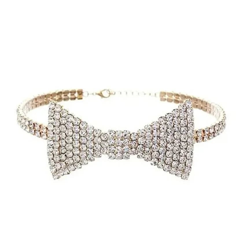 Y2K Style Rhinestone Bow Necklace — view 2 Y2K Style Rhinestone Bow Necklace — view 2