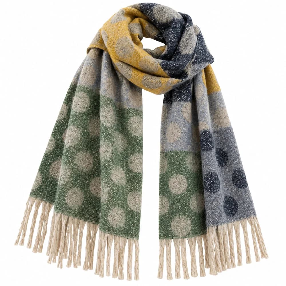 Autumn Feels Polka Dot Fringe Scarf — view 2 Autumn Feels Polka Dot Fringe Scarf — view 2