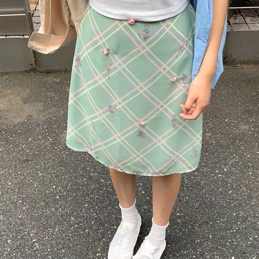 Garden Of Envy Mint Green Plaid Skirt — view 3 Garden Of Envy Mint Green Plaid Skirt — view 3
