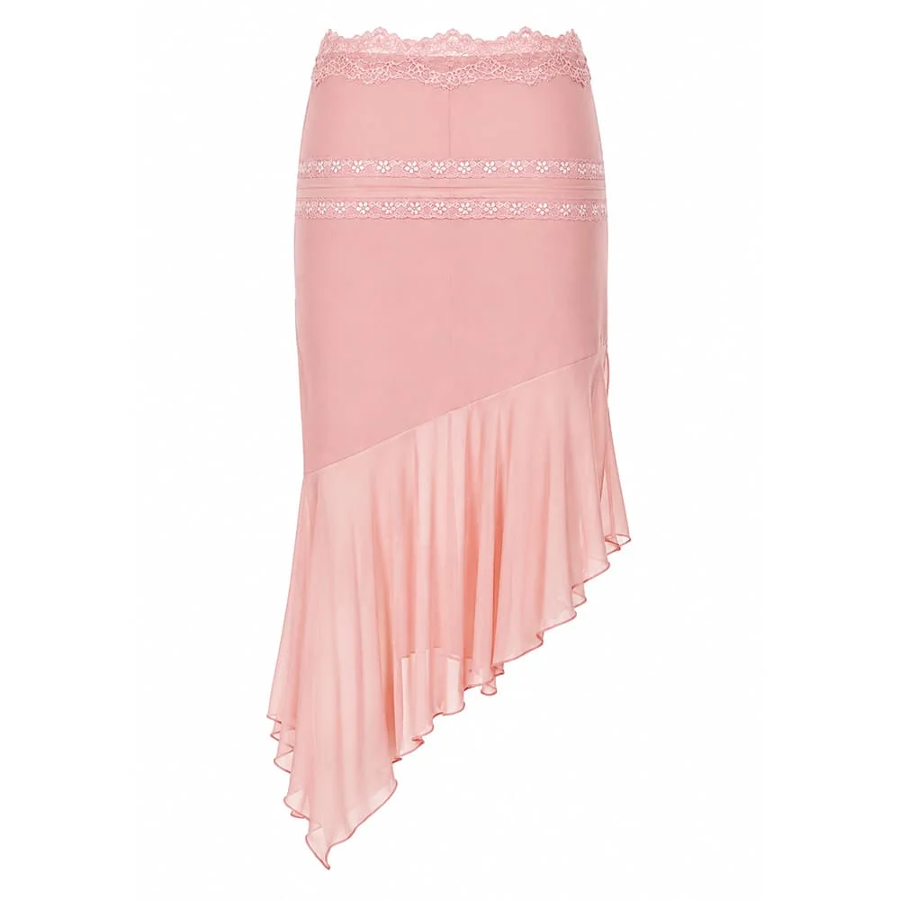 Pure Blushin Asymmetric Ruffle Midi Skirt — view 2 Pure Blushin Asymmetric Ruffle Midi Skirt — view 2