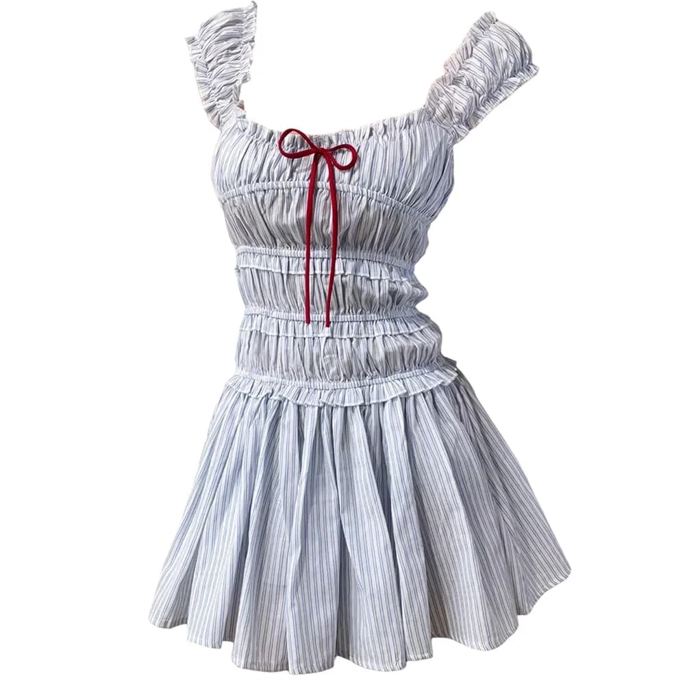 Seaside Striped Ruffle Mini Dress — view 1 Seaside Striped Ruffle Mini Dress — view 1