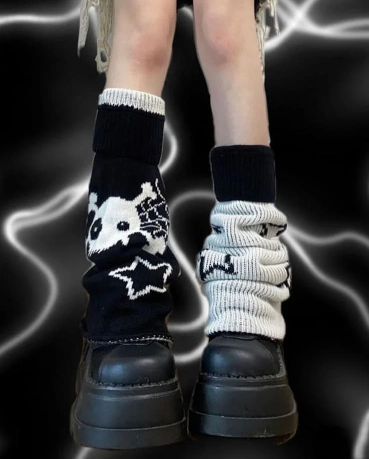 Skull & Star Goth Leg Warmers — view 1 Skull & Star Goth Leg Warmers — view 1