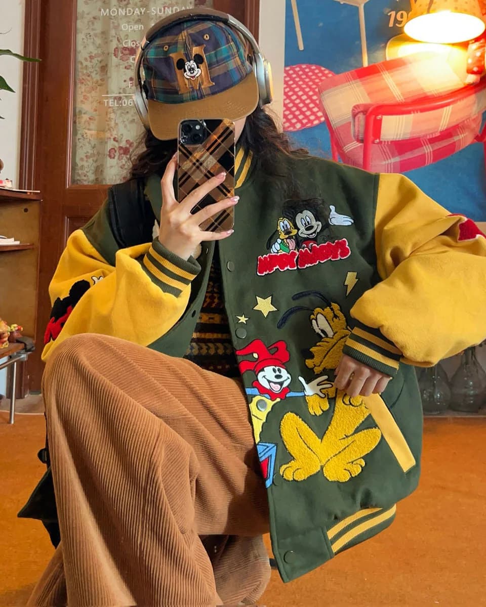 Cartoon College Style Bomber Jacket — view 2 Cartoon College Style Bomber Jacket — view 2