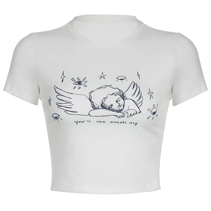 Angel Print Crop Top — view 1 Angel Print Crop Top — view 1