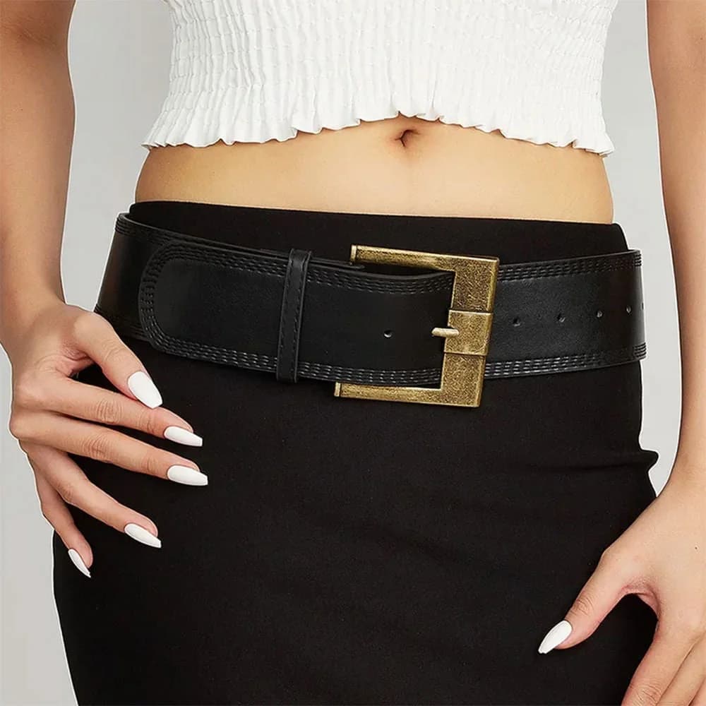 Coastal Cowgirl Leather Belt in Black — view 2 Coastal Cowgirl Leather Belt in Black — view 2