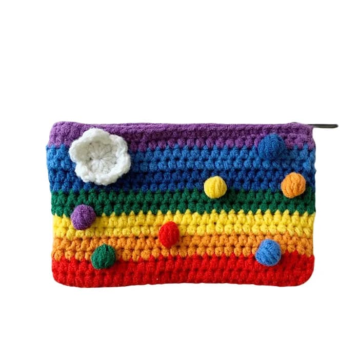 Rainbow Knitted Purse — view 1 Rainbow Knitted Purse — view 1