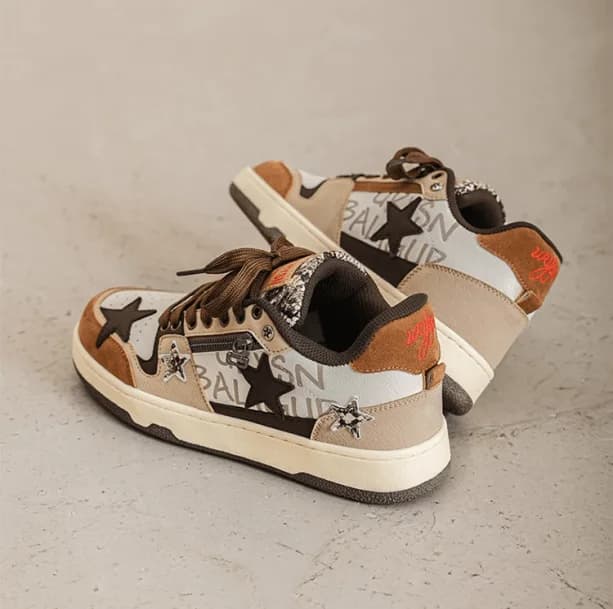Brown Star Aesthetic Sneakers — view 2 Brown Star Aesthetic Sneakers — view 2
