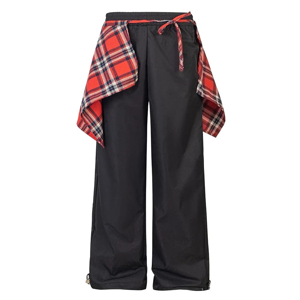 Plaid Shirt-Tied Baggy Trousers — view 1 Plaid Shirt-Tied Baggy Trousers — view 1