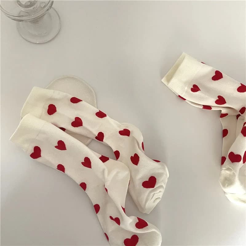 Vintage Red Hearts Socks — view 2 Vintage Red Hearts Socks — view 2