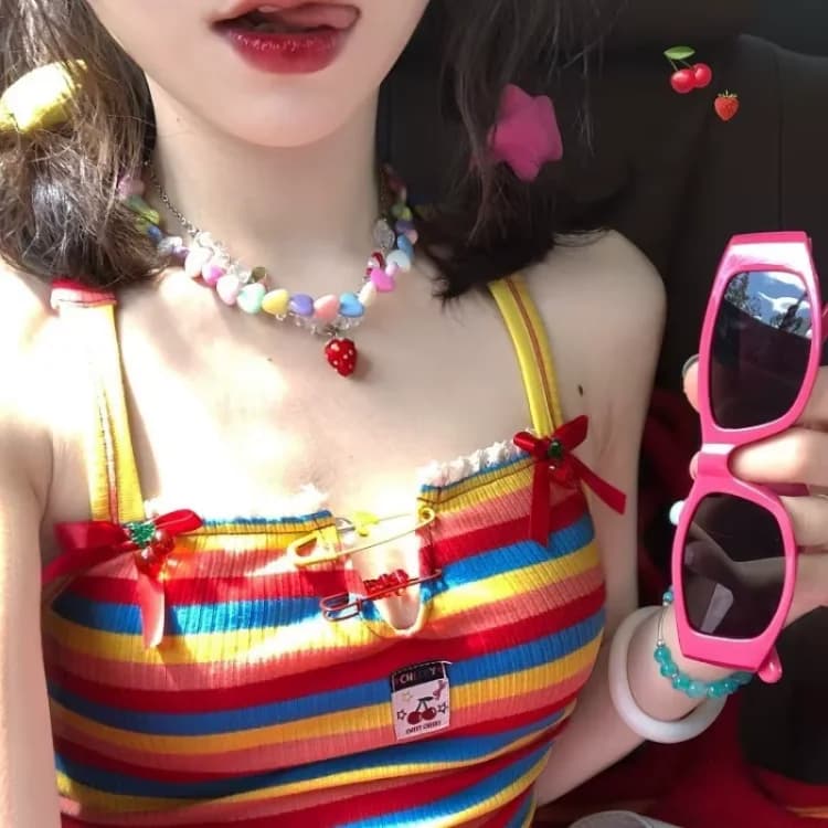 Rainbow Striped Tank Top — view 3 Rainbow Striped Tank Top — view 3