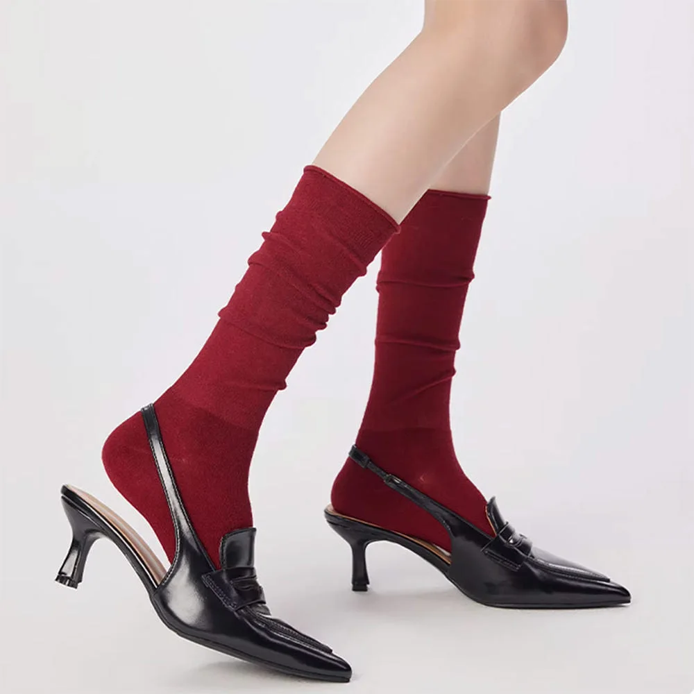 Pop Of Red Knee Socks — view 2 Pop Of Red Knee Socks — view 2