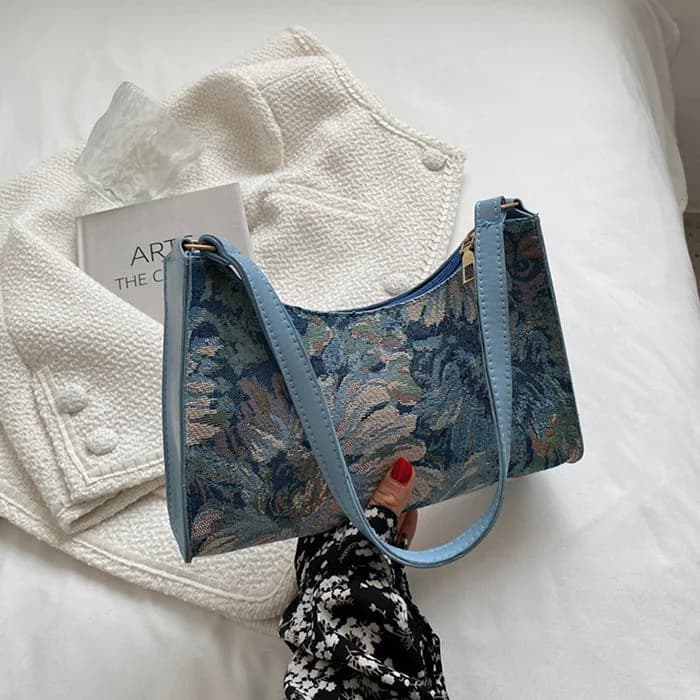 Flower Oil Painting Baguette Bag — view 2 Flower Oil Painting Baguette Bag — view 2