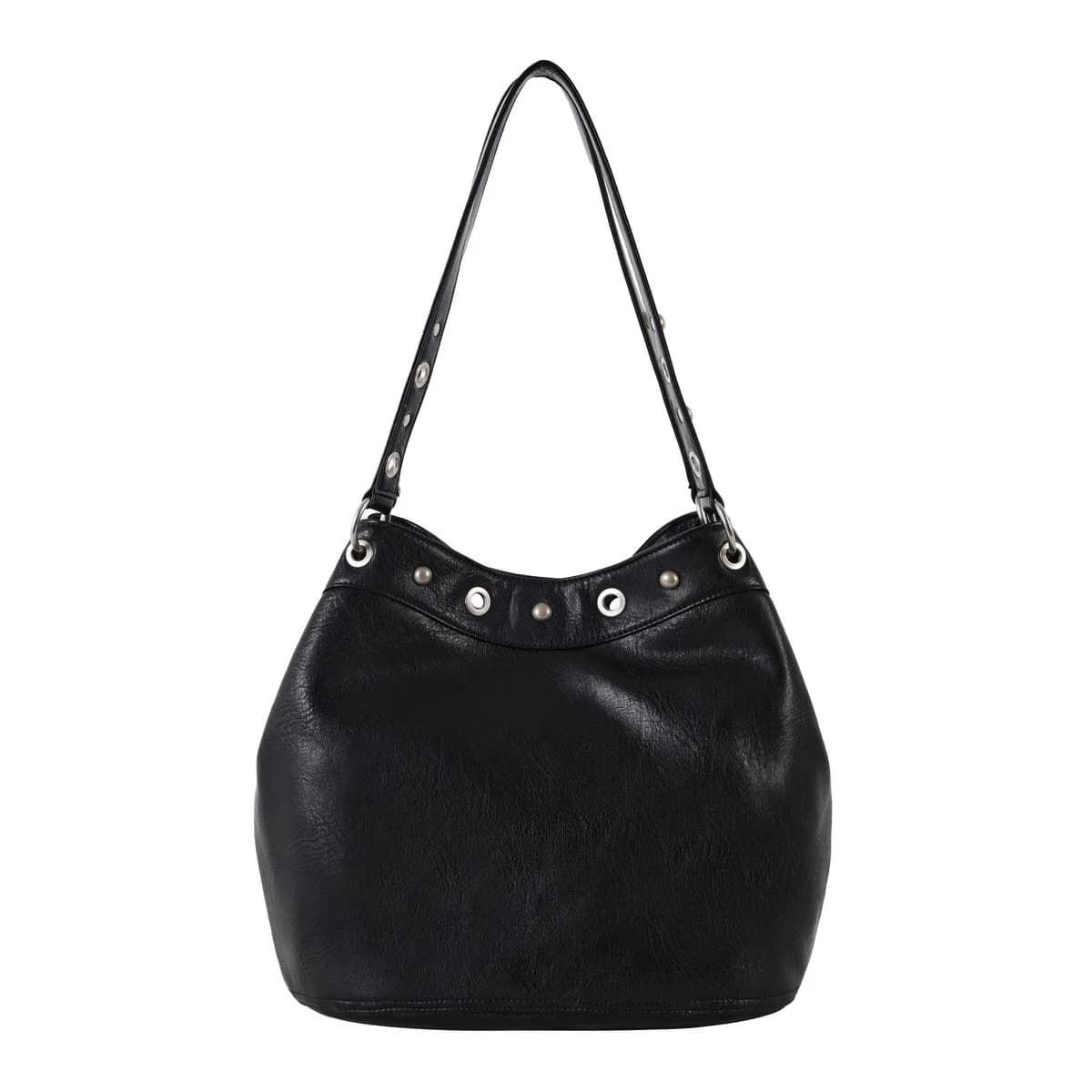 Too Busy Grommet Stud Black Shoulder Bag — view 1 Too Busy Grommet Stud Black Shoulder Bag — view 1
