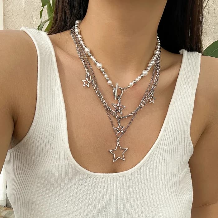 Layered Star Necklace Set — view 2 Layered Star Necklace Set — view 2