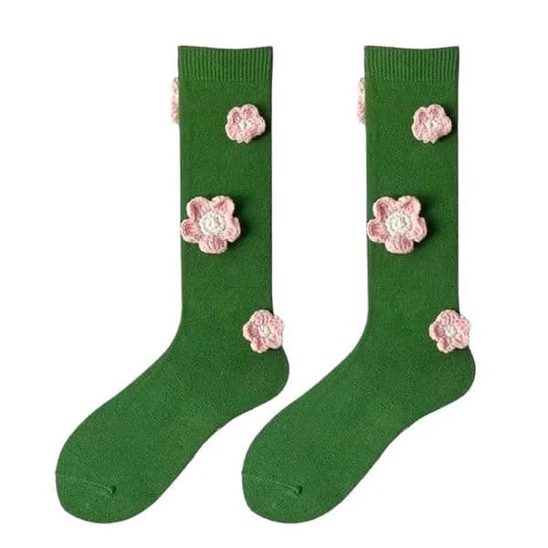 Flower Embroidery Knee Socks — view 1 Flower Embroidery Knee Socks — view 1