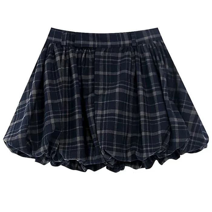 Preppy Plaid Balloon Mini Skirt — view 2 Preppy Plaid Balloon Mini Skirt — view 2
