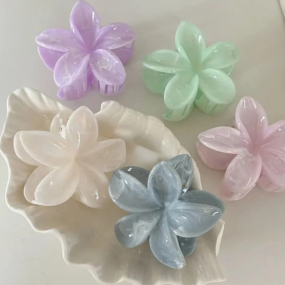 Pastel Hibiscus Flower Hair Claw — view 1 Pastel Hibiscus Flower Hair Claw — view 1