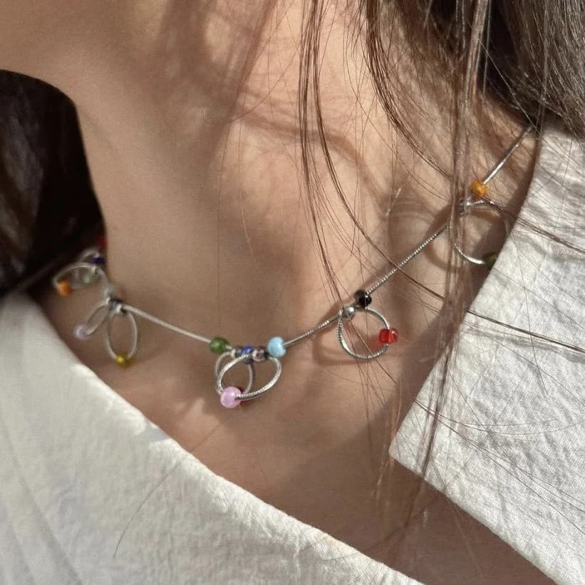 Indie Kid Beaded Chain Choker — view 2 Indie Kid Beaded Chain Choker — view 2