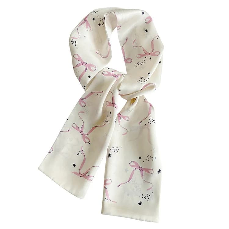 Coquette Aesthetic Bow Print Scarf — view 1 Coquette Aesthetic Bow Print Scarf — view 1