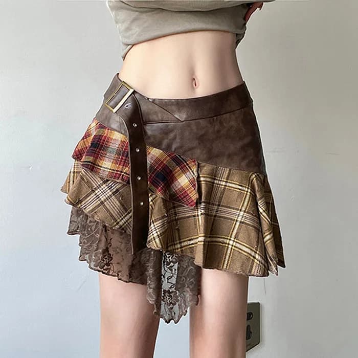 Patchwork Asymmetrical Mini Skirt — view 2 Patchwork Asymmetrical Mini Skirt — view 2