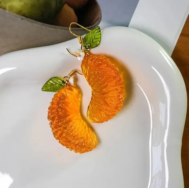 Orange Fruit Earrings — view 2 Orange Fruit Earrings — view 2