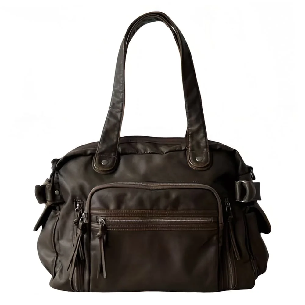 Brown Multi Pocket Shoulder Bag — view 1 Brown Multi Pocket Shoulder Bag — view 1