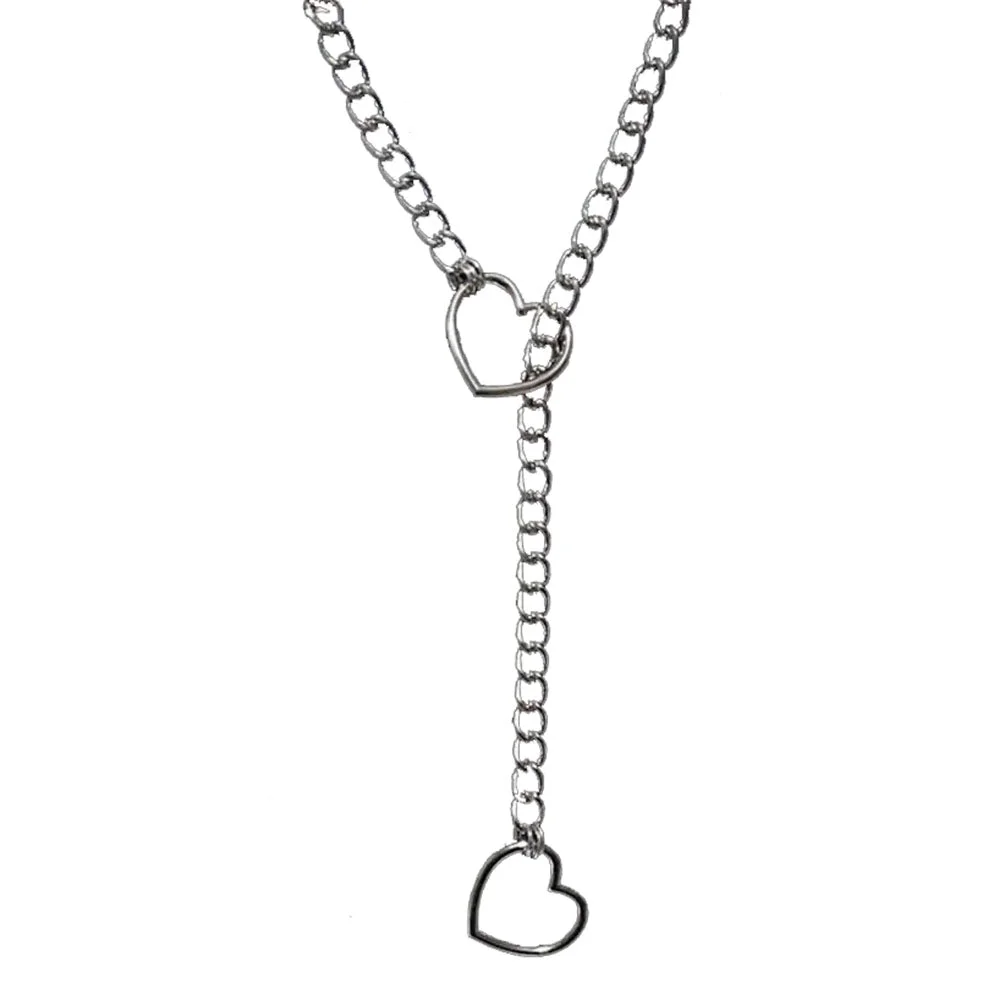 Heart Ring Drop Chain Necklace — view 1 Heart Ring Drop Chain Necklace — view 1