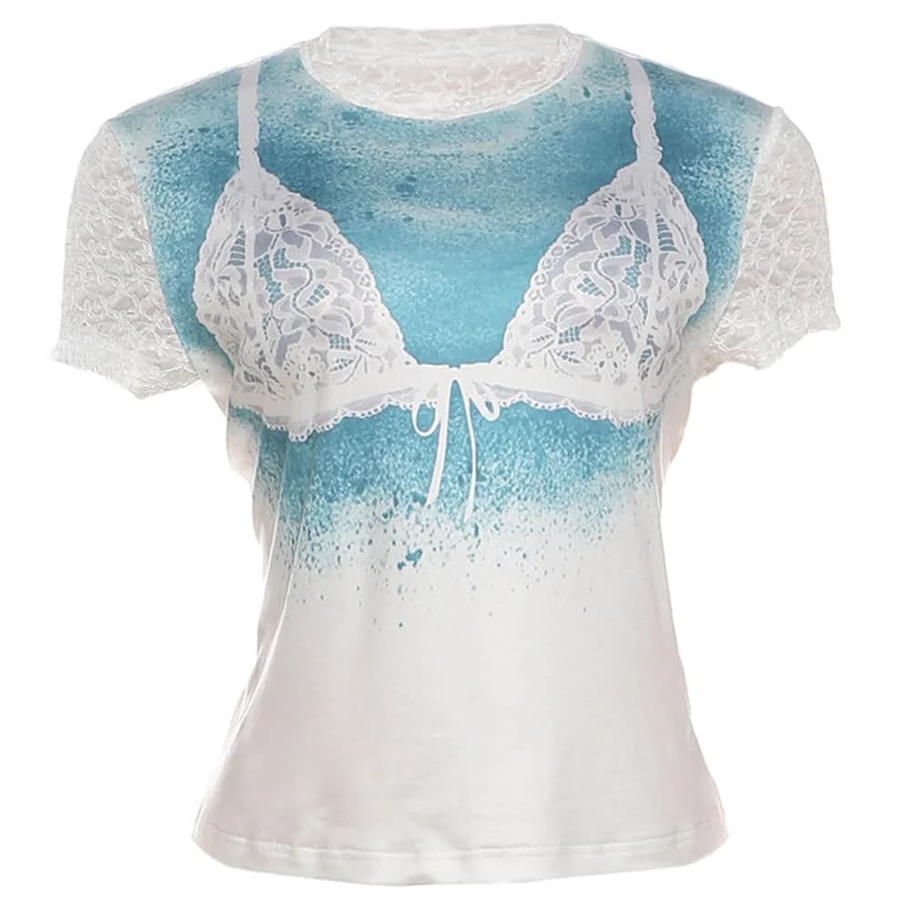 Lace Bra Print T-Shirt — view 1 Lace Bra Print T-Shirt — view 1
