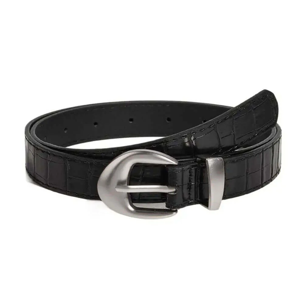 Minimalist Style Croc Pattern Belt — view 2 Minimalist Style Croc Pattern Belt — view 2
