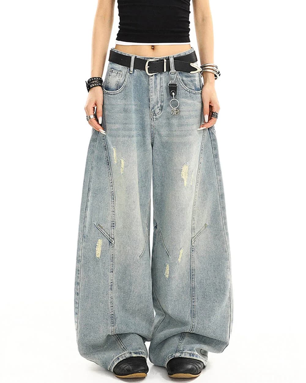 Skater Girl Distressed Baggy Jeans — view 2 Skater Girl Distressed Baggy Jeans — view 2