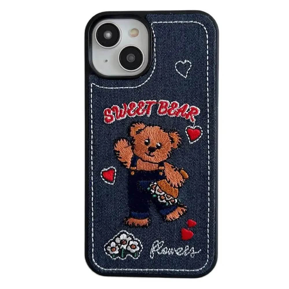 Sweet Bear Embroidery iPhone Case — view 1 Sweet Bear Embroidery iPhone Case — view 1