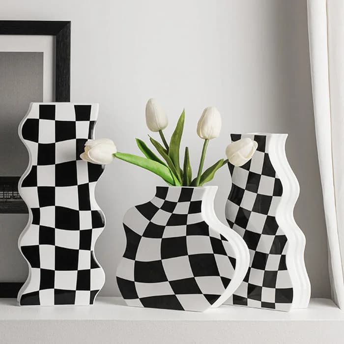 Checkered Wavy Vase — view 2 Checkered Wavy Vase — view 2