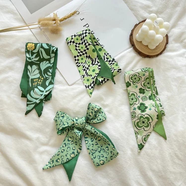 Green Satin Scarf — view 2 Green Satin Scarf — view 2