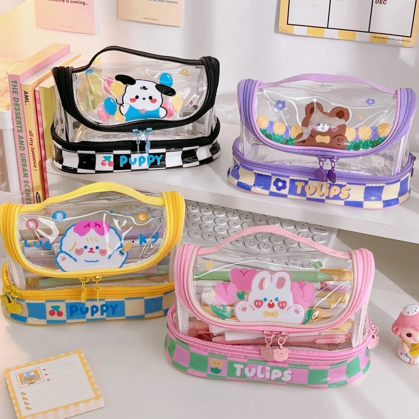 Kawaii Transparent Jumbo Pencil Case — view 1 Kawaii Transparent Jumbo Pencil Case — view 1