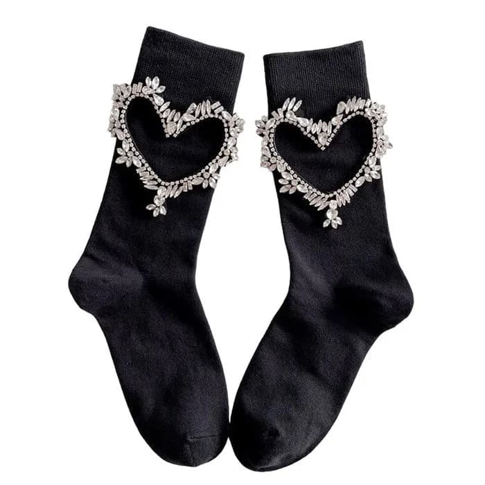 Heart Rhinestone Socks — view 2 Heart Rhinestone Socks — view 2