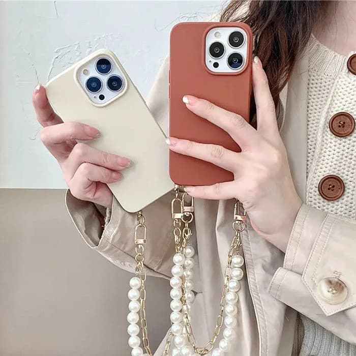 Fall Aesthetic Pearl Chain IPhone Case — view 2 Fall Aesthetic Pearl Chain IPhone Case — view 2