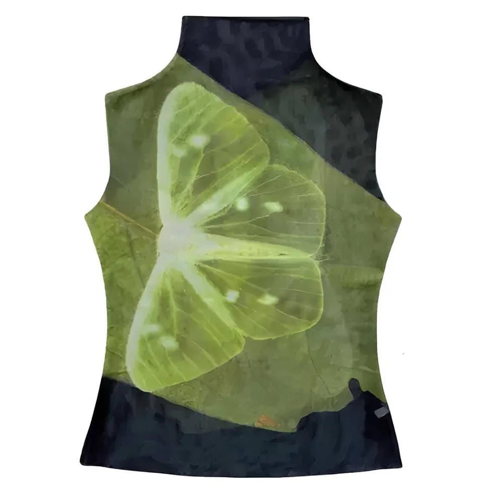 Butterfly Print Mesh Turtleneck Top — view 1 Butterfly Print Mesh Turtleneck Top — view 1