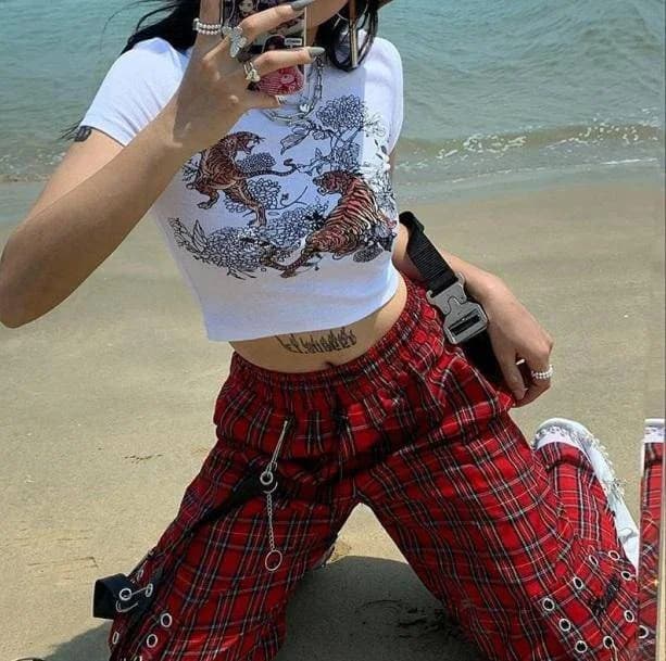 Red Pants With Chains — view 2 Red Pants With Chains — view 2