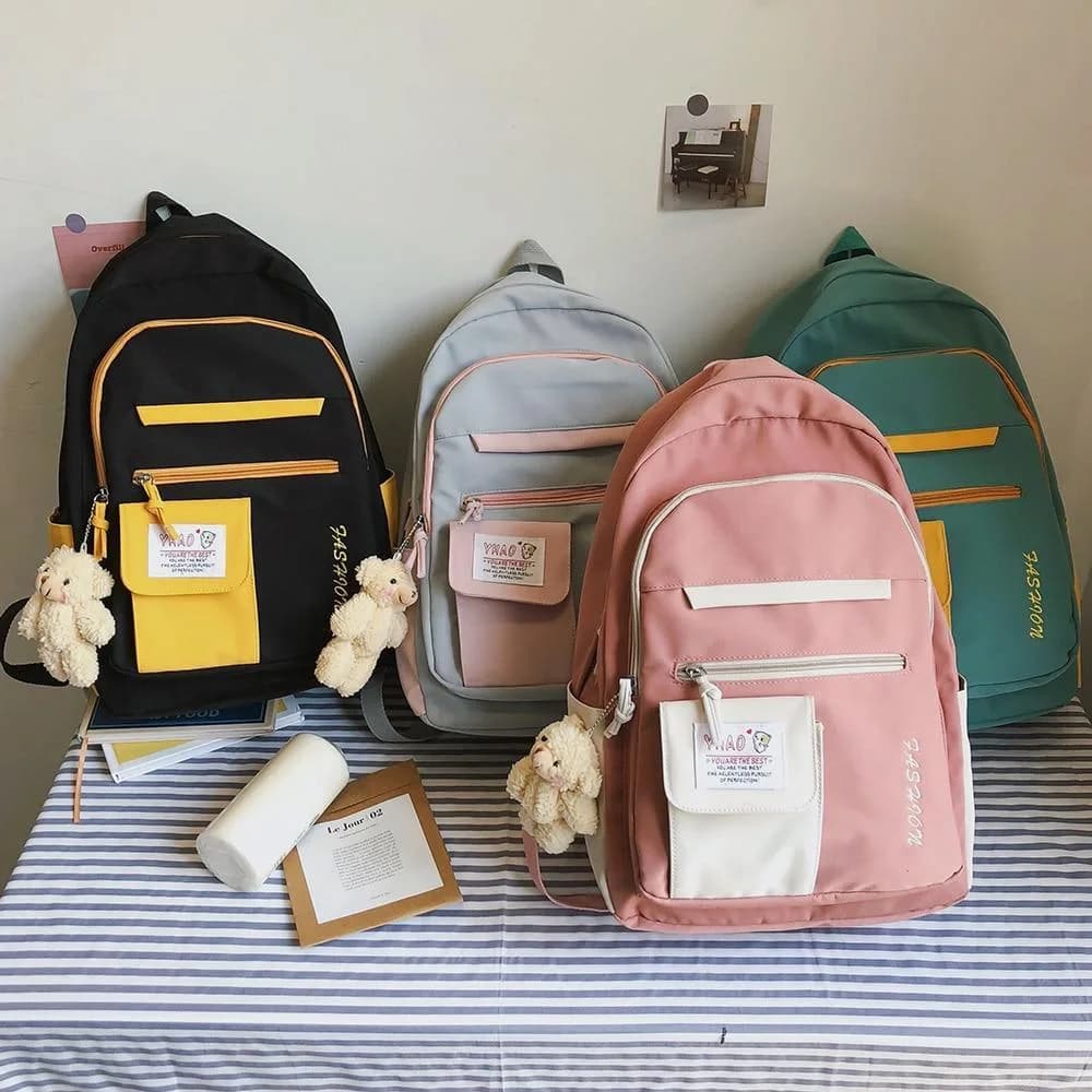 Pastel Kawaii Backpack with Bear — view 3 Pastel Kawaii Backpack with Bear — view 3
