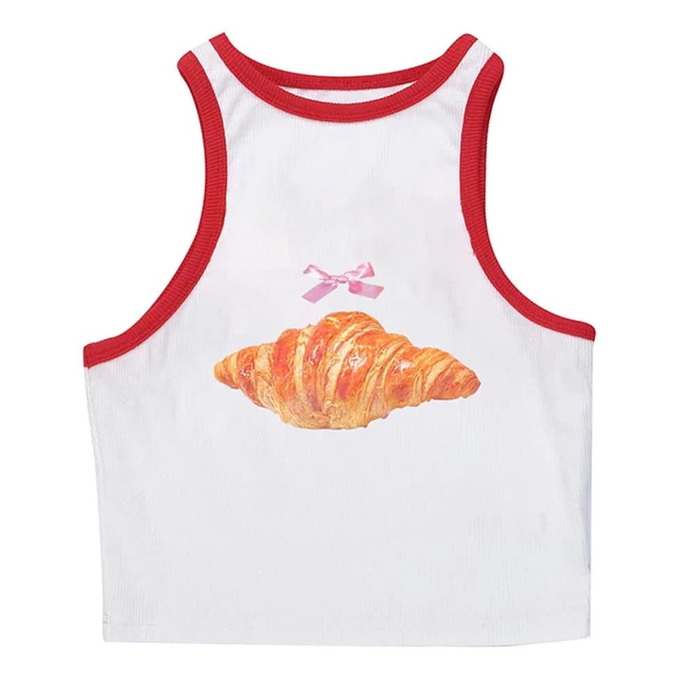 Croissant Print Ringer Top — view 1 Croissant Print Ringer Top — view 1