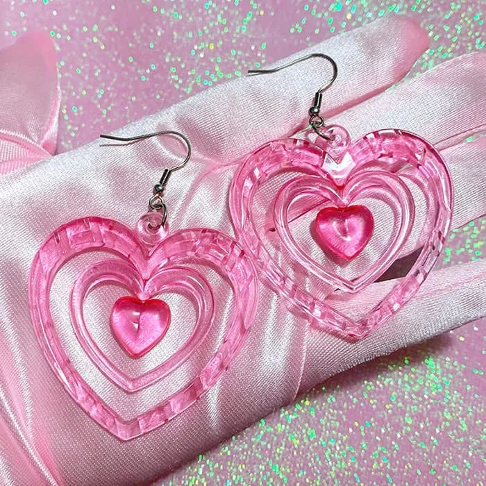 Y2K Aesthetic Heart Earrings — view 2 Y2K Aesthetic Heart Earrings — view 2
