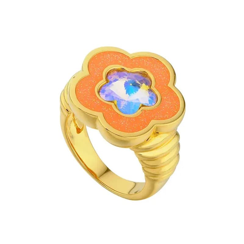 Y2K Flower Rhinestone Ring — view 1 Y2K Flower Rhinestone Ring — view 1