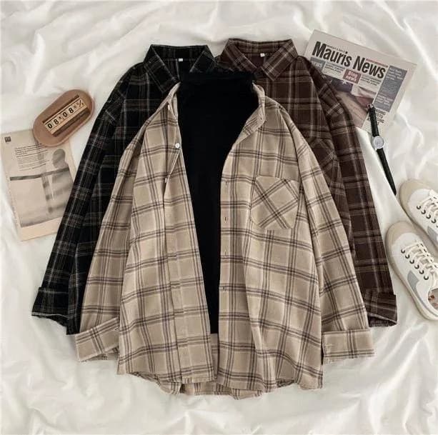 Dark Academia Vintage Plaid Shirt — view 2 Dark Academia Vintage Plaid Shirt — view 2
