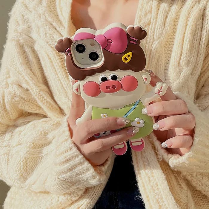 Cute Pig Girl IPhone Case — view 2 Cute Pig Girl IPhone Case — view 2