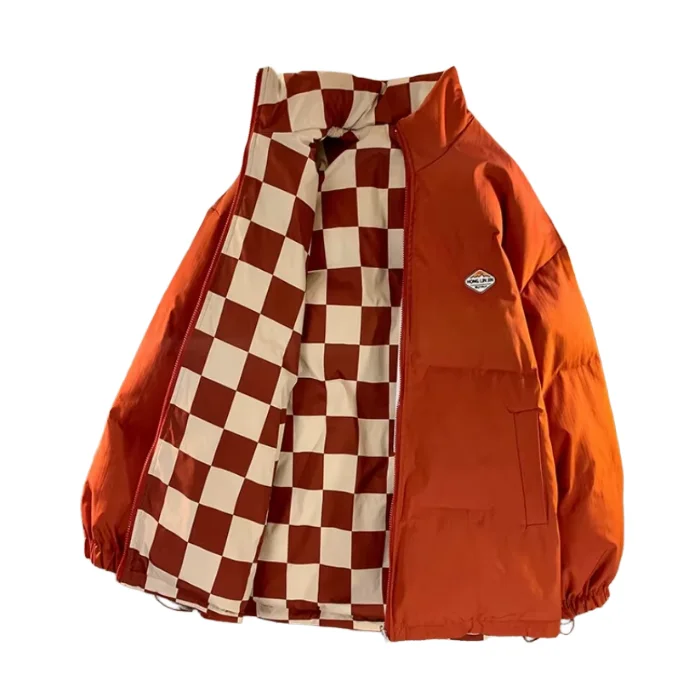Oversized Reversible Checkerboard Puffer Jacket — view 1 Oversized Reversible Checkerboard Puffer Jacket — view 1