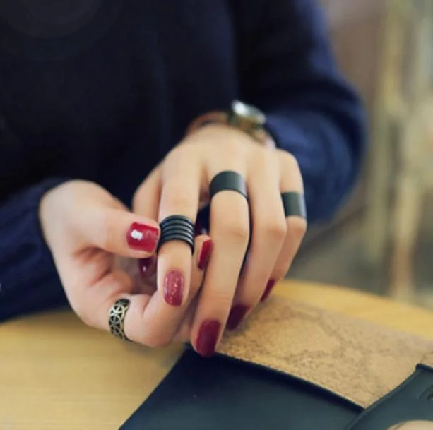 Matte Black Rings Set — view 2 Matte Black Rings Set — view 2