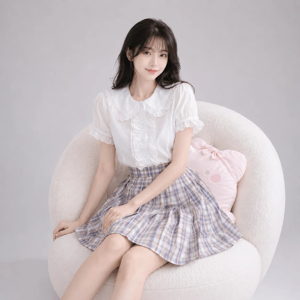 Sweet White Lace Collar Lolita Women's Blouse — view 2 Sweet White Lace Collar Lolita Women's Blouse — view 2